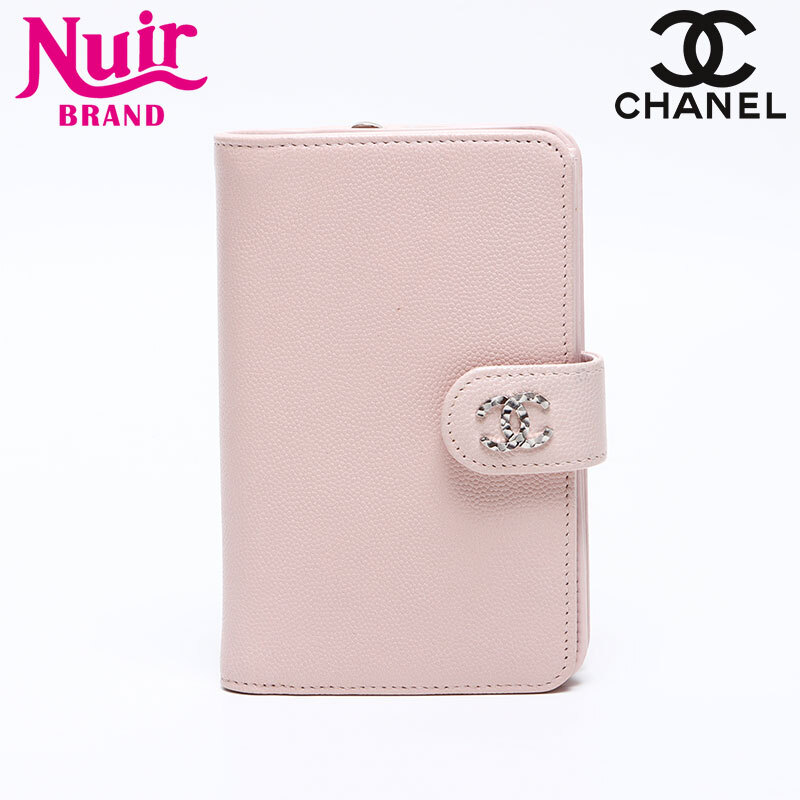 シャネル CHANEL 二つ折り財布 15番臺 2011年 キャビアスキン ココマーク ピンク
