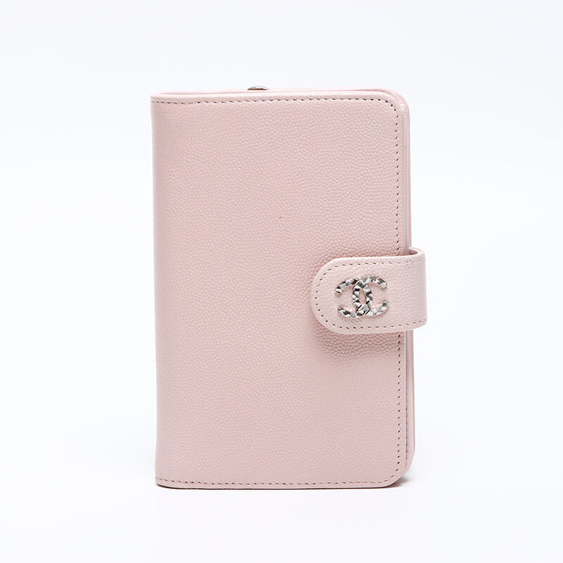 シャネル CHANEL 二つ折り財布 15番臺 2011年 キャビアスキン ココマーク ピンク