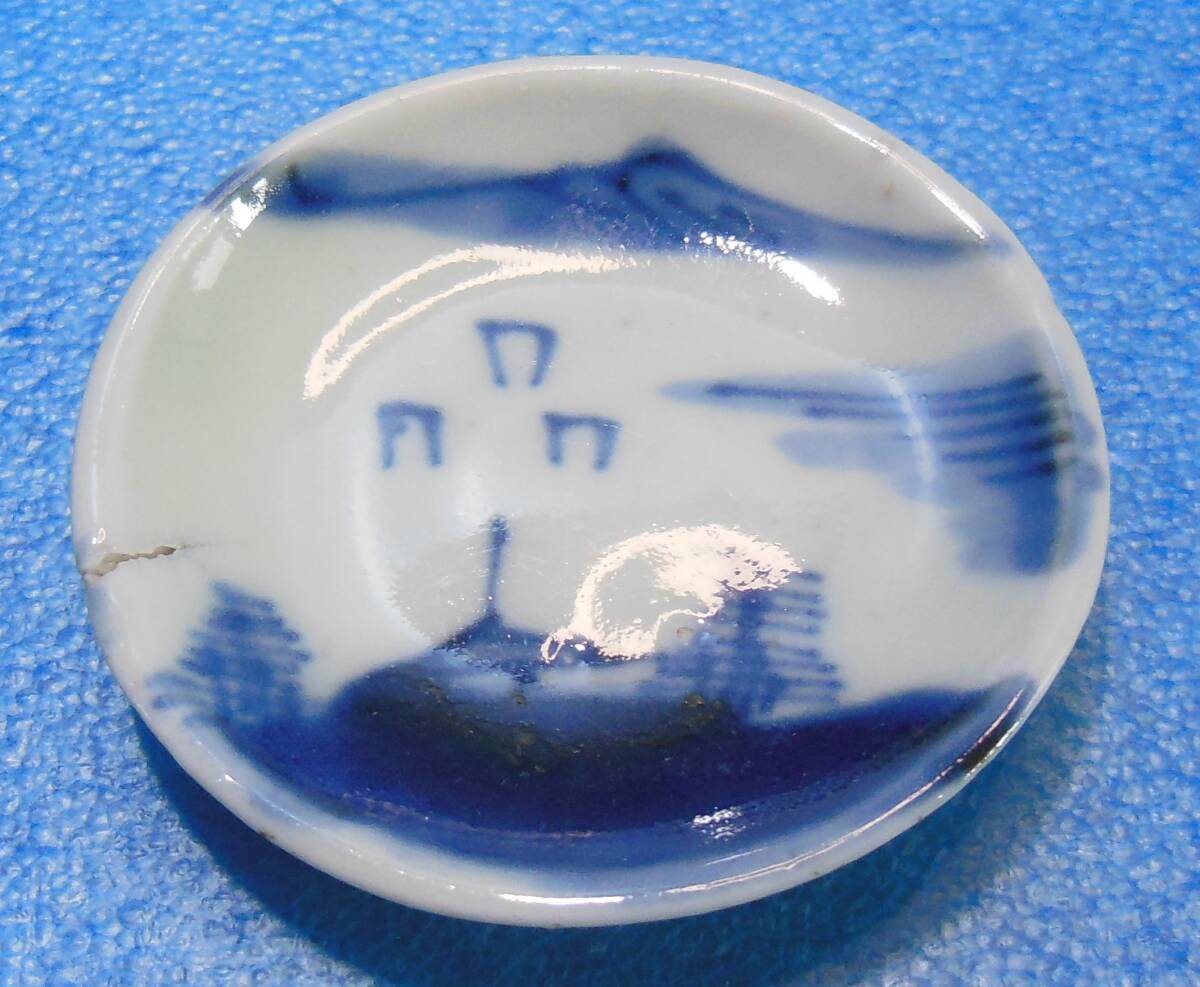 古伊万里 伊万里 色絵 豆皿 華の図 富士山 7客 江戸期】古伊万里 富士山図極小豆皿 渦福 角福 太明年製 民芸 民