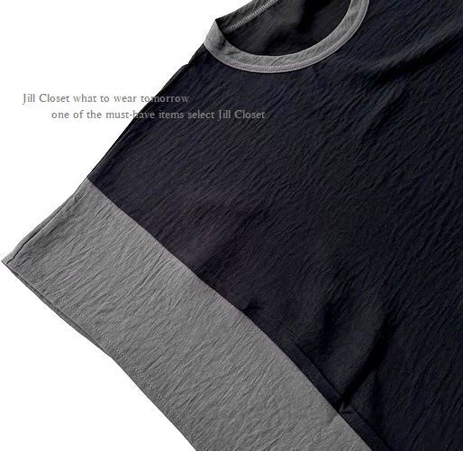 新品【送料185円】伸縮◎BLACK×GRAY*しっとり落ち感 バイカラー配色 ヘムライン スタイルカバー◎プルオーバー*チュニック3836