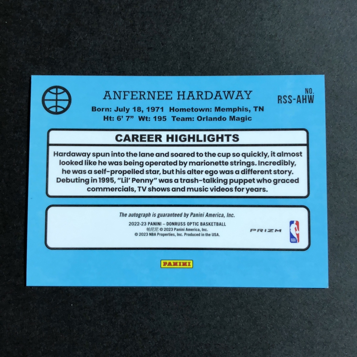 Anfernee Hardaway ペニー?ハーダウェイ Panini Donruss 2022-2023 Blue Mojo Autograph Auto サイン 直筆 マジック Magic