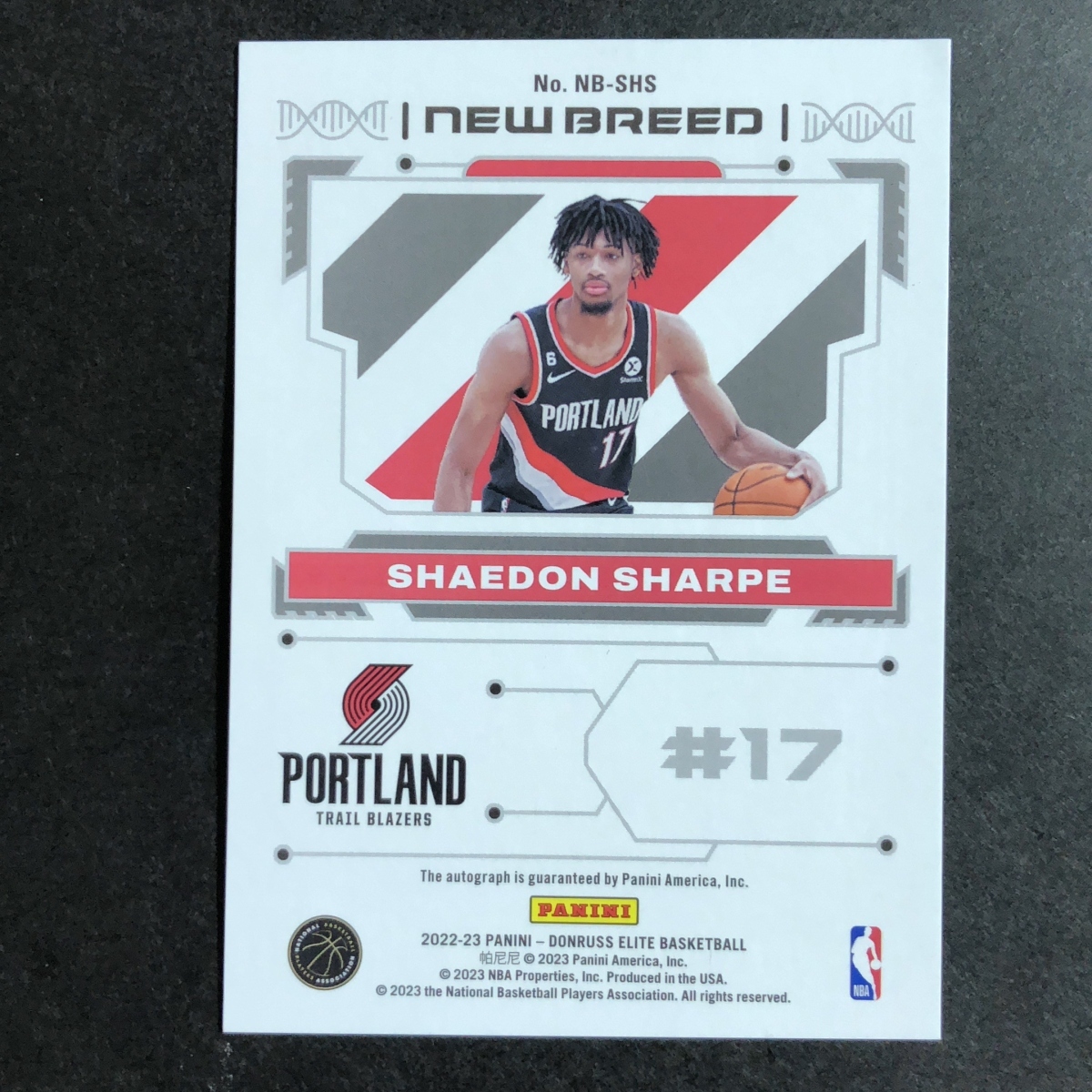 Shaedon Sharpe シェイドン?シャープ Panini Elite 2022-2023 Rookie RC Autograph Auto サイン 直筆 トレイルブレイザーズ Trail Blazers