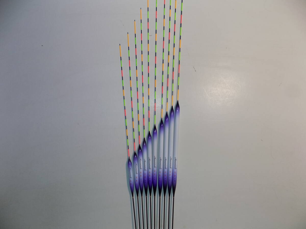 へら浮き　花水樹(shù)　新作萱浮き　深宙　超ロンググラスムクトップ　6號(hào)～15號(hào)の10本フルセット。トップ配色目盛り數(shù)変更致します。