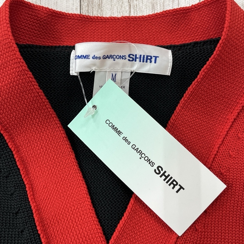 COMME des GARCONS SHIRT/コムデギャルソンシャツ/パネル切り替えニットカーディガン/新品タグ付き/シェルボタン