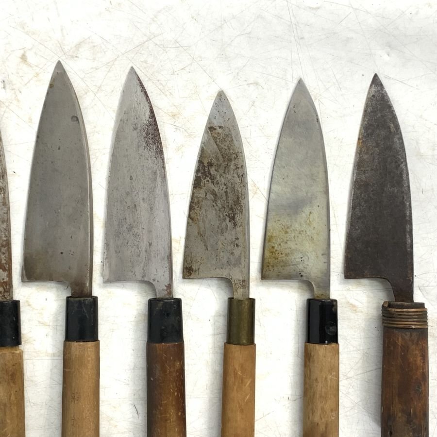 【まとめ売り】出刃包丁等の10本セット 武蔵野木屋/助宗/伊吹/源？？/丸松/石月/和秀/忠房/他 和包丁等＊ジャンク品【福岡】