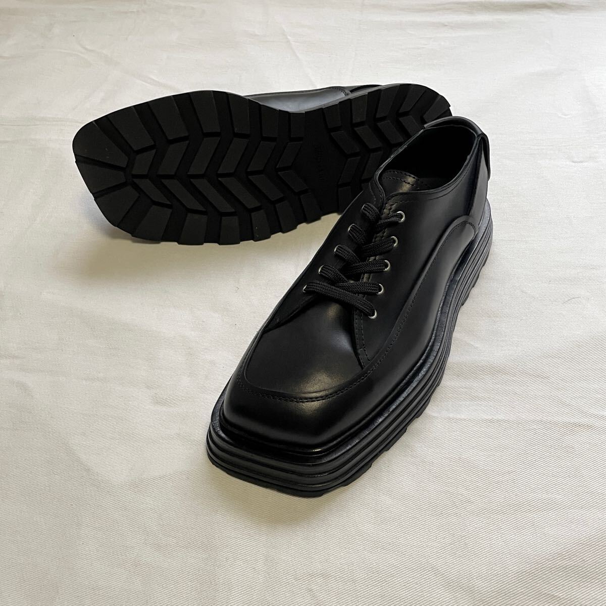 JIL SANDER ジルサンダー シューズ(その他) 黒 4104823G0047 新品 JIL SANDER ジルサンダー SQUARE TOE SHOES 43 ブラック 黒