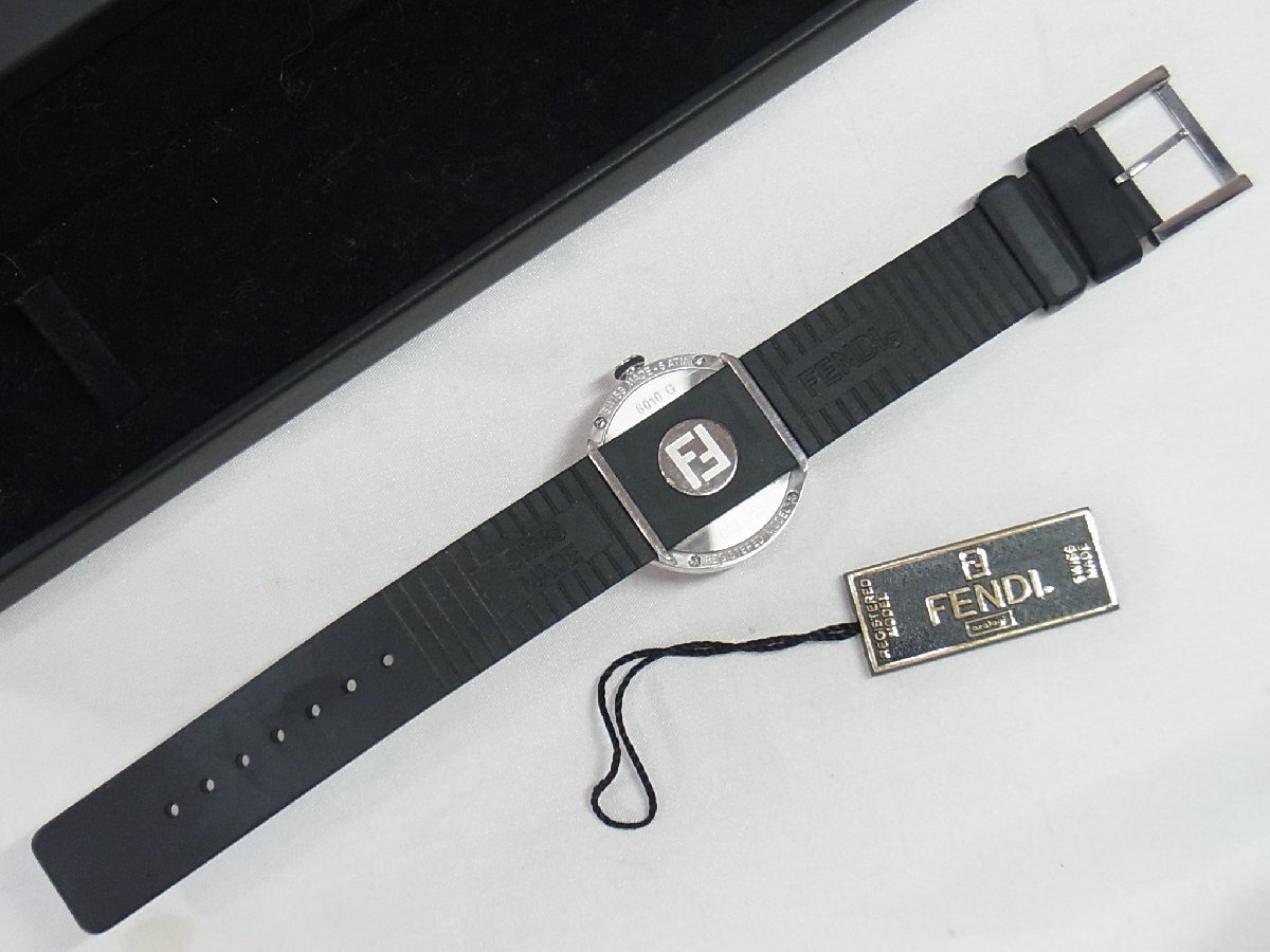 1円～【稼働】フェンディ FENDI ブースラ 8010G フォーマルウォッチ メンズ 腕時(shí)計(jì) クオーツ ラウンドドーム SSｘラバー 本體シルバー 文字