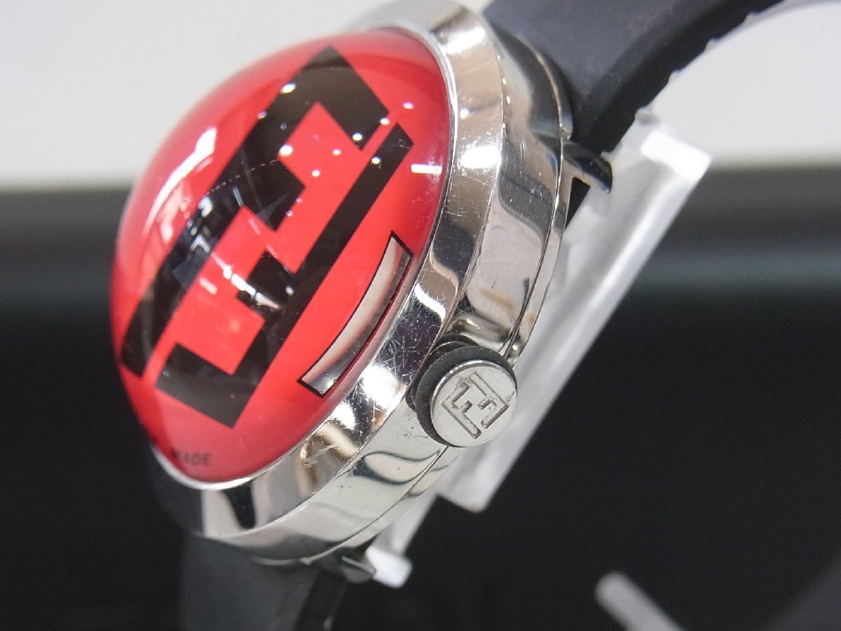1円～【稼働】フェンディ FENDI ブースラ 8010G フォーマルウォッチ メンズ 腕時(shí)計(jì) クオーツ ラウンドドーム SSｘラバー 本體シルバー 文字