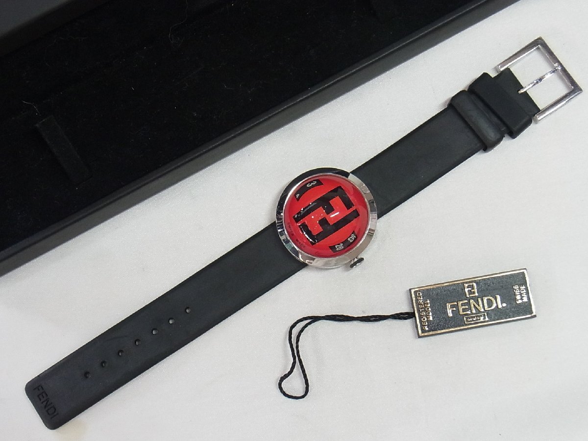 1円～【稼働】フェンディ FENDI ブースラ 8010G フォーマルウォッチ メンズ 腕時(shí)計(jì) クオーツ ラウンドドーム SSｘラバー 本體シルバー 文字