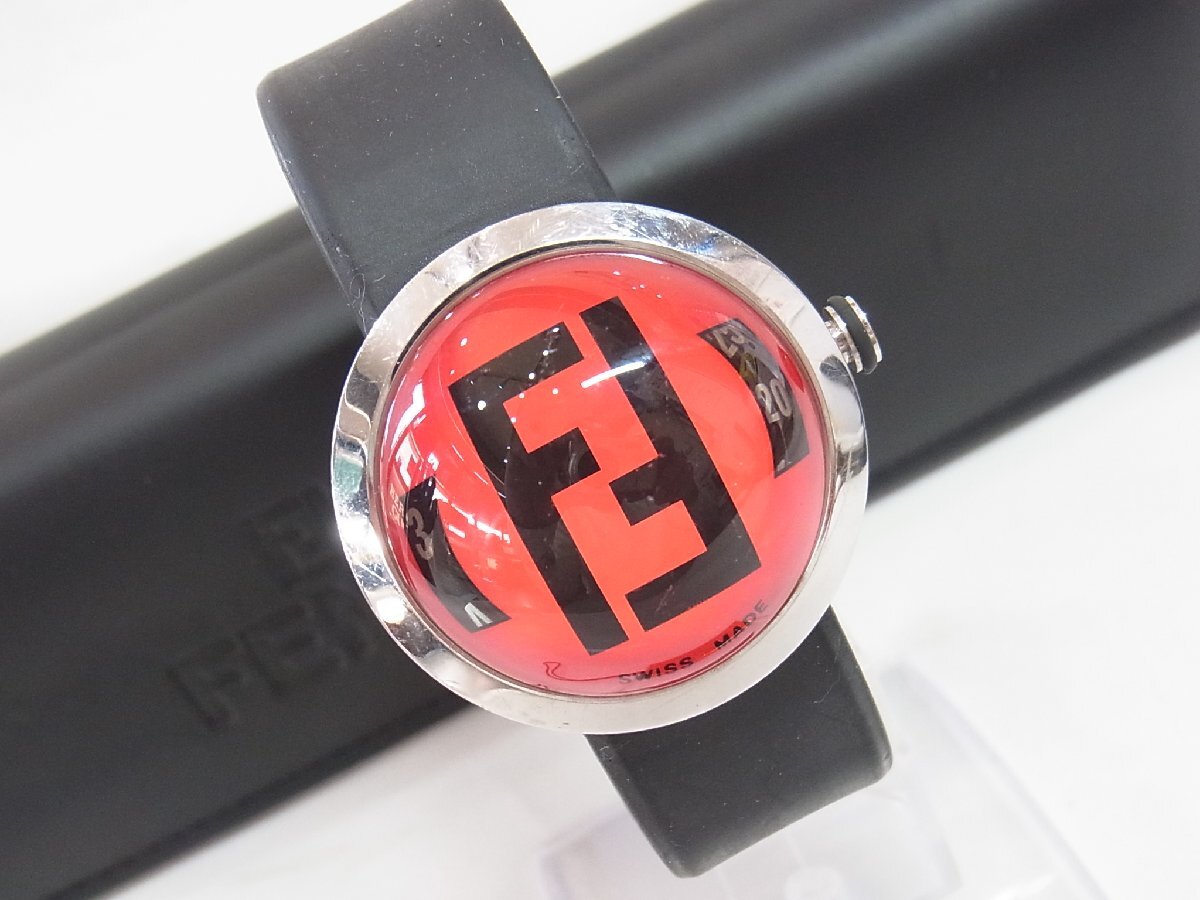 1円～【稼働】フェンディ FENDI ブースラ 8010G フォーマルウォッチ メンズ 腕時(shí)計(jì) クオーツ ラウンドドーム SSｘラバー 本體シルバー 文字
