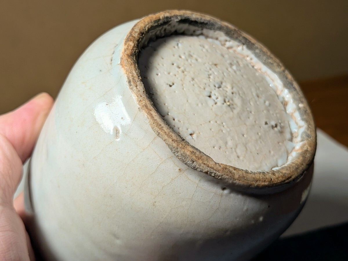 【哲】【特別出品】極めて貴重な李朝白磁膝頭水滴（李朝后期）