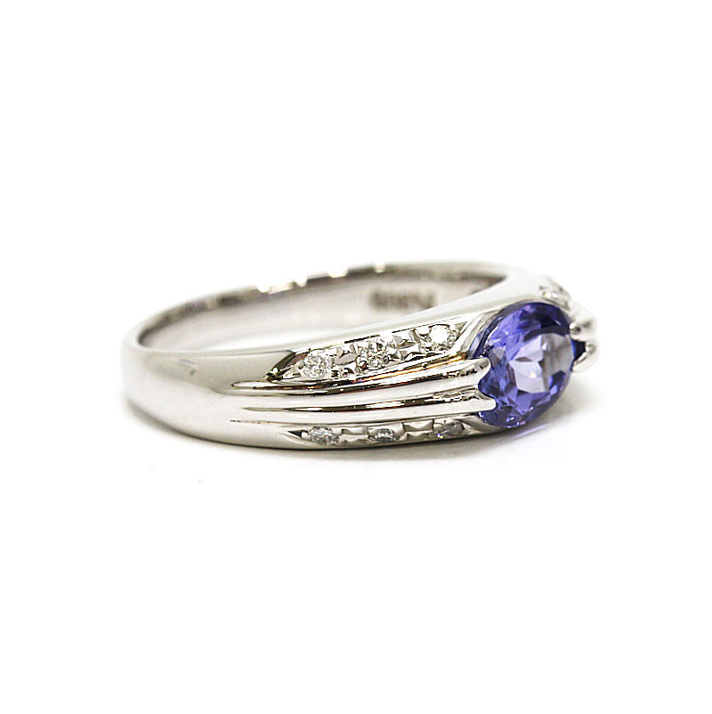 天然ゾイサイト タンザナイトリング　ダイヤモンド　1.29ct　Pt900　16號 指輪 プラチナ 30490