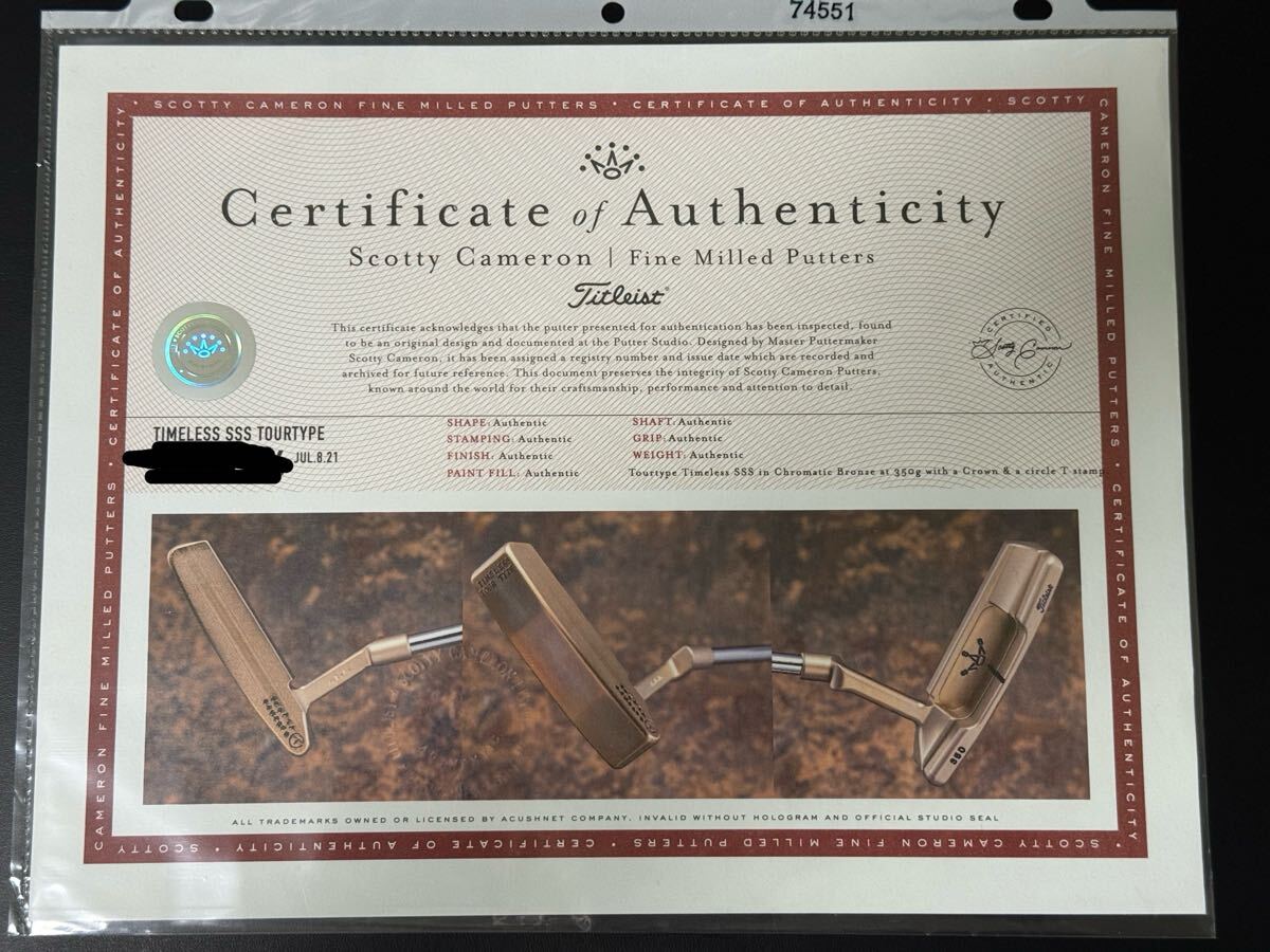 未使用　スコッティキャメロン　サークルT TIMELESS SSS パター 34インチ_画像8