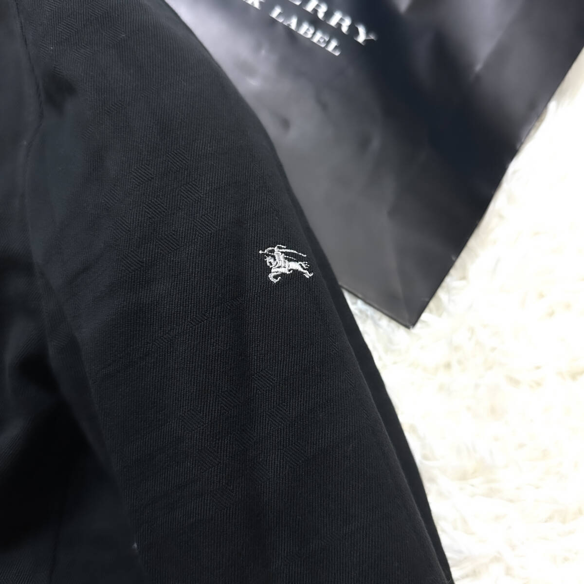 定価13萬未使用級BURBERRY BLACKLABELナポレオンジャケット銀メタルボタンL~Mノバチェック柄 黒マリンPコートバーバリーブラックレーベル