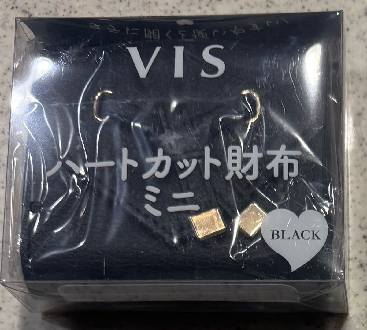 新品未開封 BLACK 黒 ☆ Visビス 大人気 ハートカット財(cái)布ミニ ファミマ限定