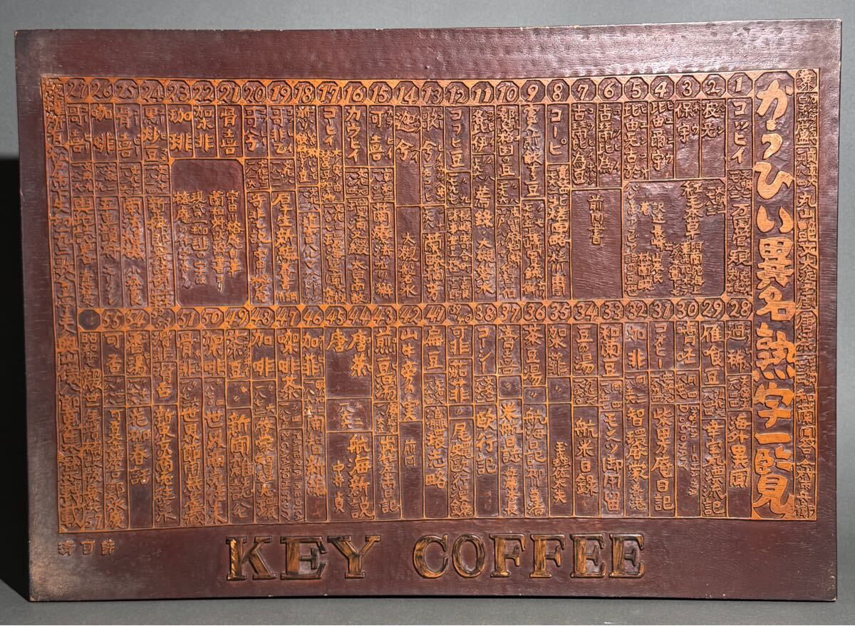 KEY COFFEE 「かうひい異名熟字一覧」看板 アンティーク KEY COFFEE キーコーヒー アンティーク かうひい異名熟字一覧