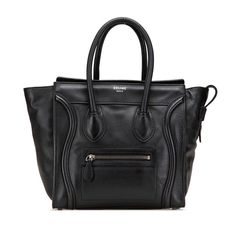セリーヌ ラゲージ マイクロショッパー ハンドバッグ ブラック レザー レディース CELINE 【中古】
