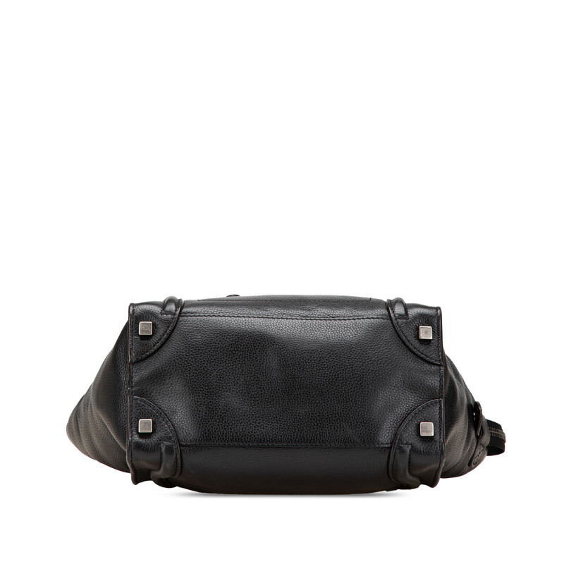 セリーヌ ラゲージ マイクロショッパー ハンドバッグ ブラック レザー レディース CELINE 【中古】