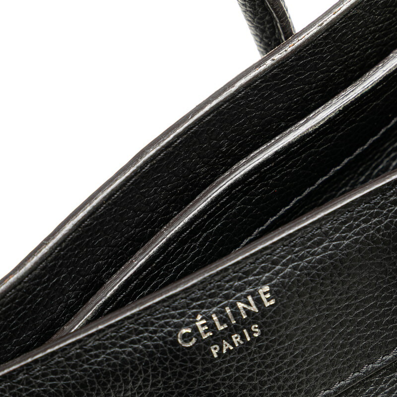 セリーヌ ラゲージ マイクロショッパー ハンドバッグ ブラック レザー レディース CELINE 【中古】