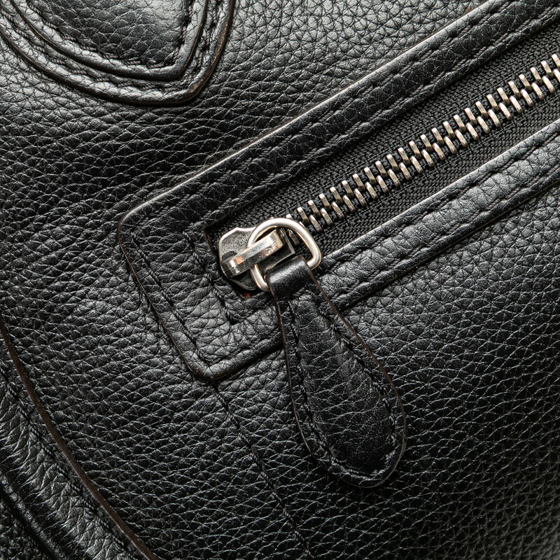 セリーヌ ラゲージ マイクロショッパー ハンドバッグ ブラック レザー レディース CELINE 【中古】