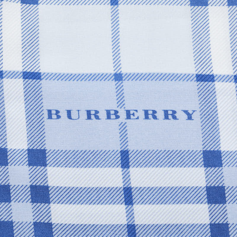 バーバリー チェック スカーフ ブルー ホワイト シルク レディース BURBERRY 【中古】
