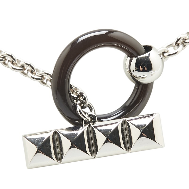 エルメス メドールXO コリエドシアン ネックレス シルバー ブラック メタル バッファローホーン レディース HERMES 【中古】_画像2