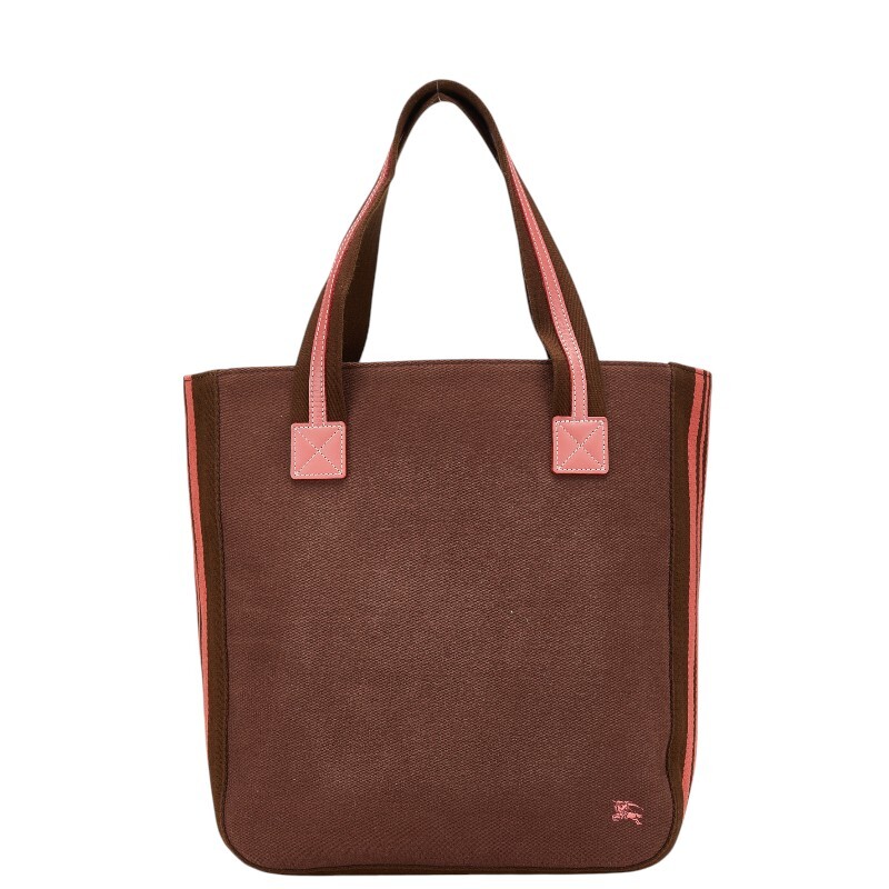 バーバリー ロゴ トートバッグ ハンドバッグ ブラウン ピンク キャンバス レザー レディース BURBERRY 【中古】 トートバッグ