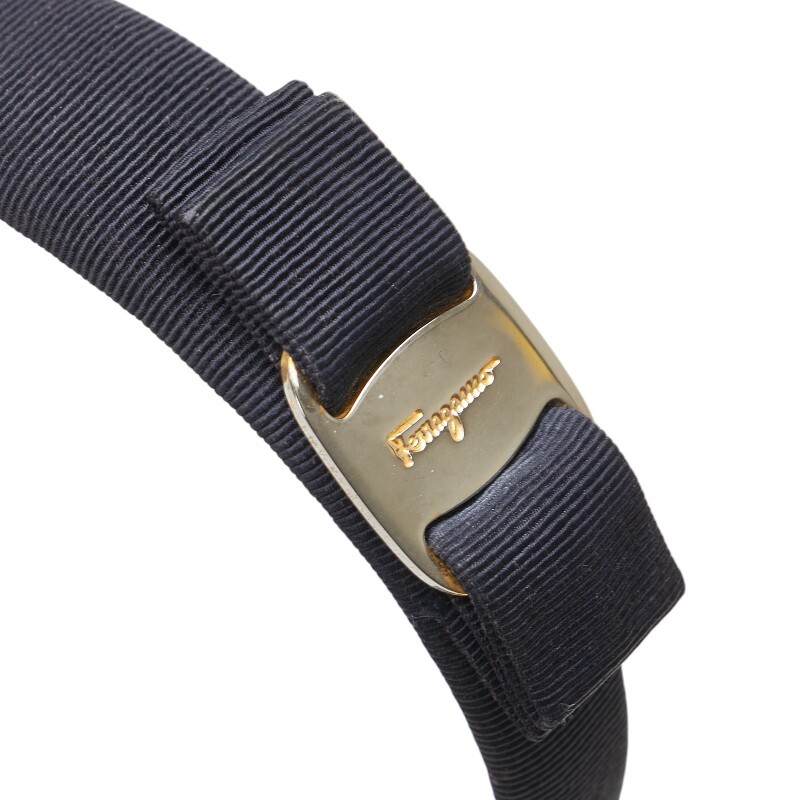  Salvatore Ferragamo vala лента лента-ободок аксессуары для волос темно-синий парусина женский Salvatore Ferragamo [ б/у ]