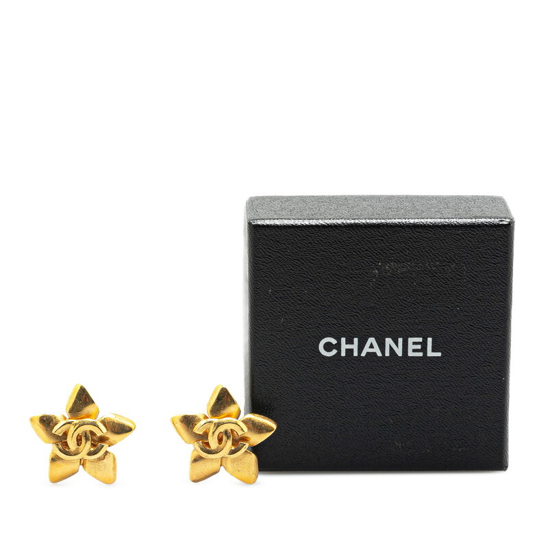 シャネル ヴィンテージ ココマーク フラワー 花びら モチーフ イヤリング ゴールド メッキ レディース CHANEL 【中古】