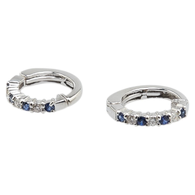 ノーブランド ブルー K14WG ホワイトゴールド サファイヤ ダイヤ0.12 イヤリング レディース no brand 中古