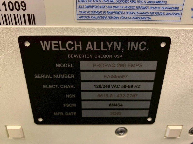 WelchAllyn/ウェルチアレン バイタルサインモニター 患者モニター PROPAQ 206EL (140) HF24AK-2-W#25
