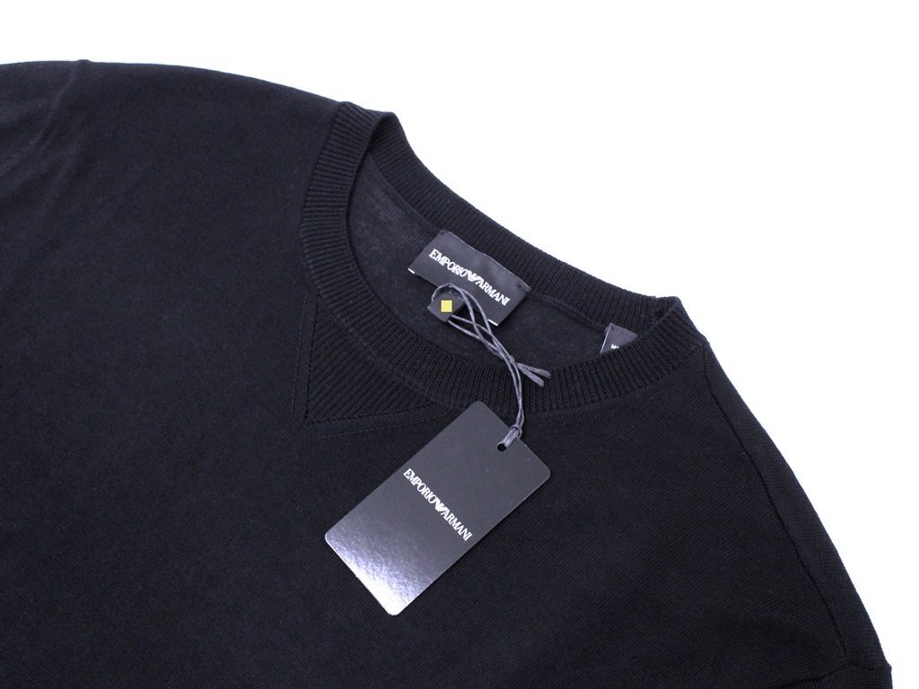 【新品未使用】 EMPORIO ARMANI ネイビー 薄手 ニット 春 XL 7万新品◇L◇EMPORIO ARMANI アルマーニ◇ヴァージンウール100