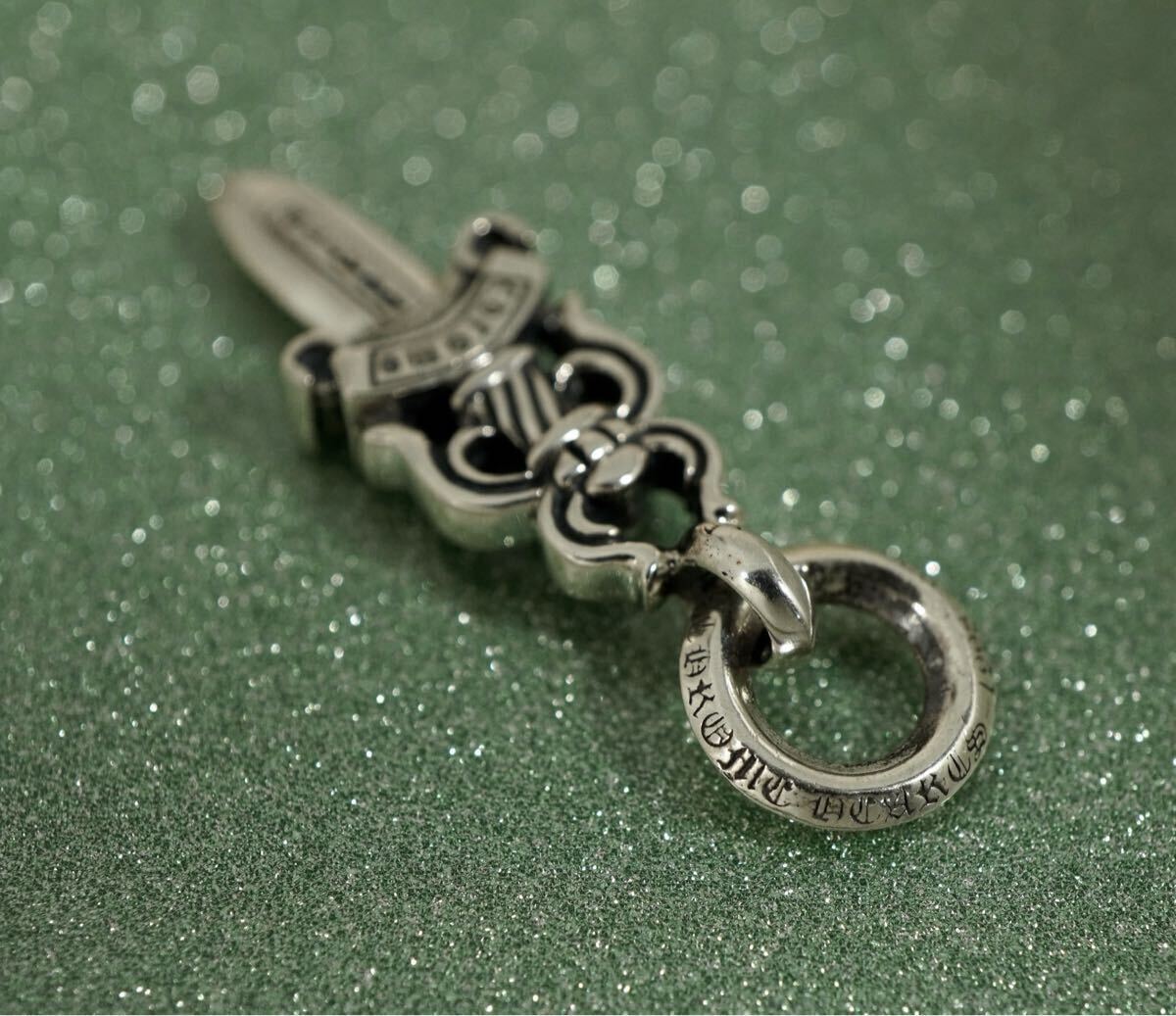 クロムハーツ/ダガーチャーム/エメラルドパヴェ/ロールチェーン/新品加工/CHROME HEARTS/1円から