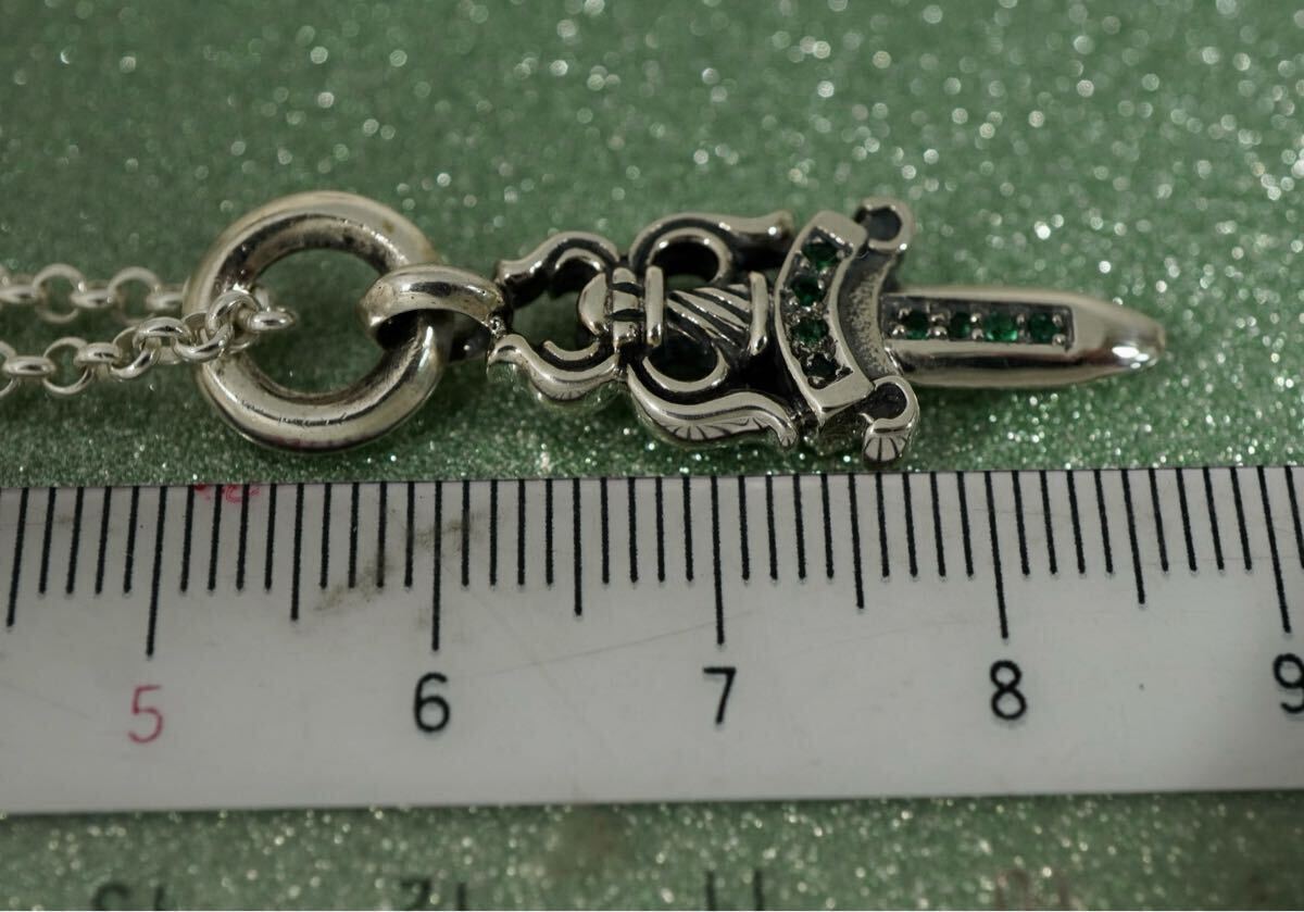 クロムハーツ/ダガーチャーム/エメラルドパヴェ/ロールチェーン/新品加工/CHROME HEARTS/1円から