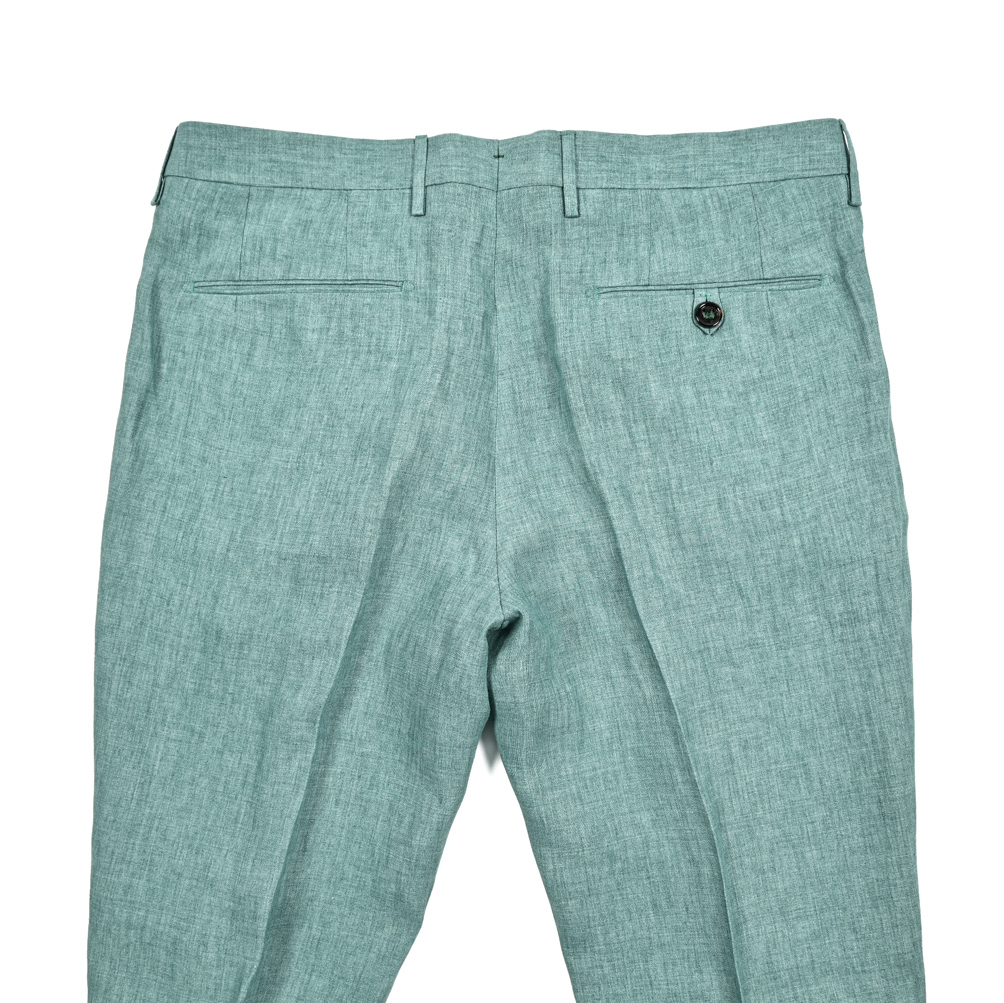 新入荷 新品 ベルウィッチ BERWICH MORELLO モレロ リネンスラックス ワンタック パンツ 春夏 メンズ リネン 100% グリーン 421848-52