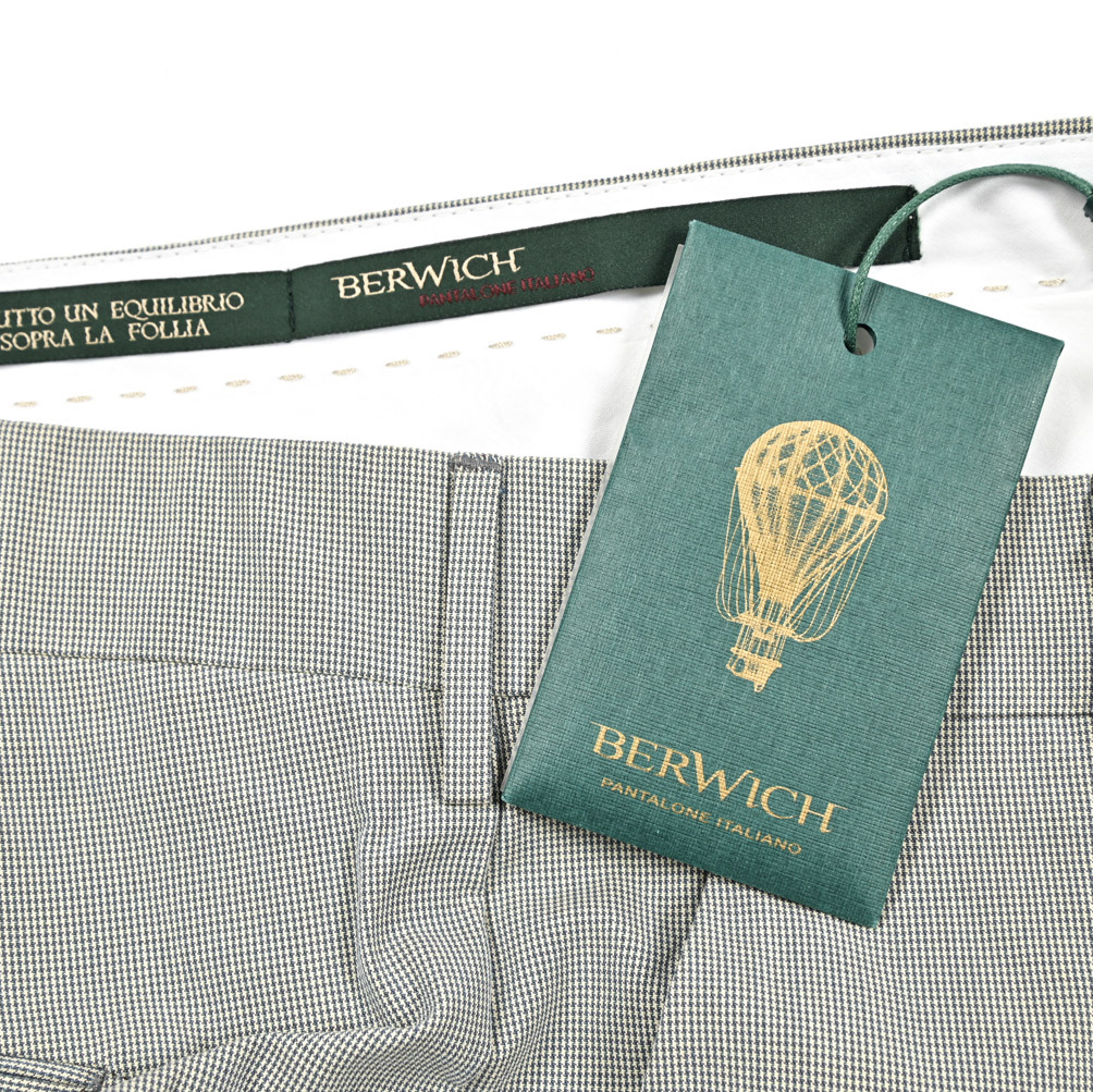 新入荷 新品 ベルウィッチ BERWICH MORELLO モレロ スラックス パンツ 春夏 チェック グレー 422023-46