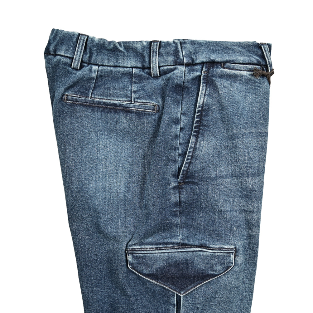 新入荷 新品 ベルウィッチ BERWICH YRETROCARGO レトロ デニムカーゴパンツ ストレッチ パンツ オールシーズン ブルー 421869-48