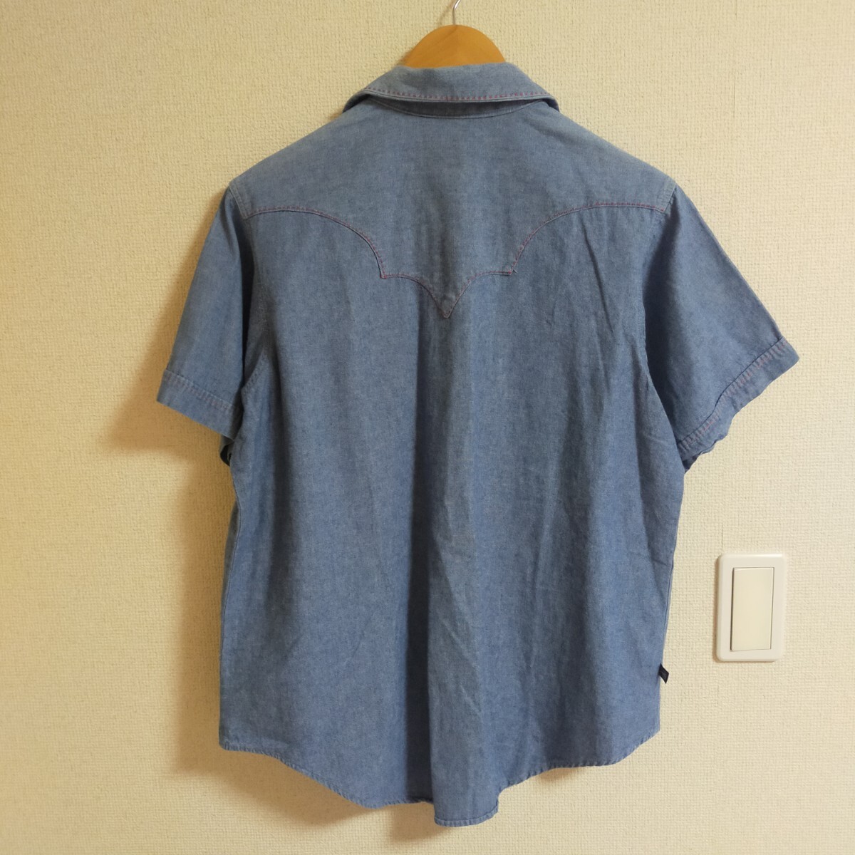 Rockmount Ranch Wear ロックマウント シャンブレーウエスタンシャツ 半袖 USA制 SP16801-CHAM 15.5 ライトインディゴブルー