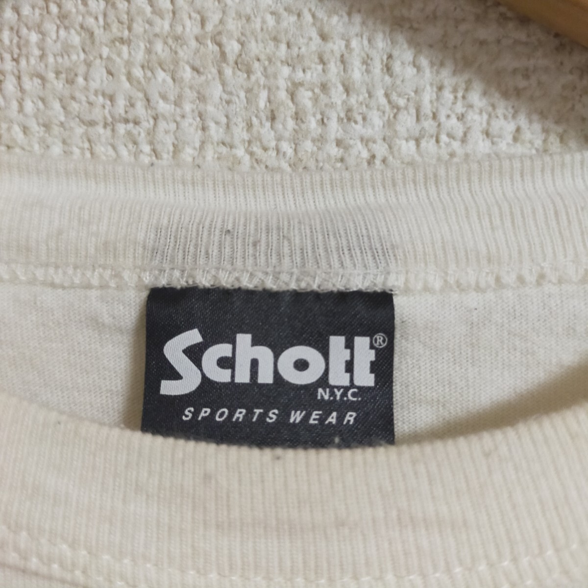 schott ショット 782-3134030 半袖Tシャツ プリント ブルドッグ L オフホワイト(白)