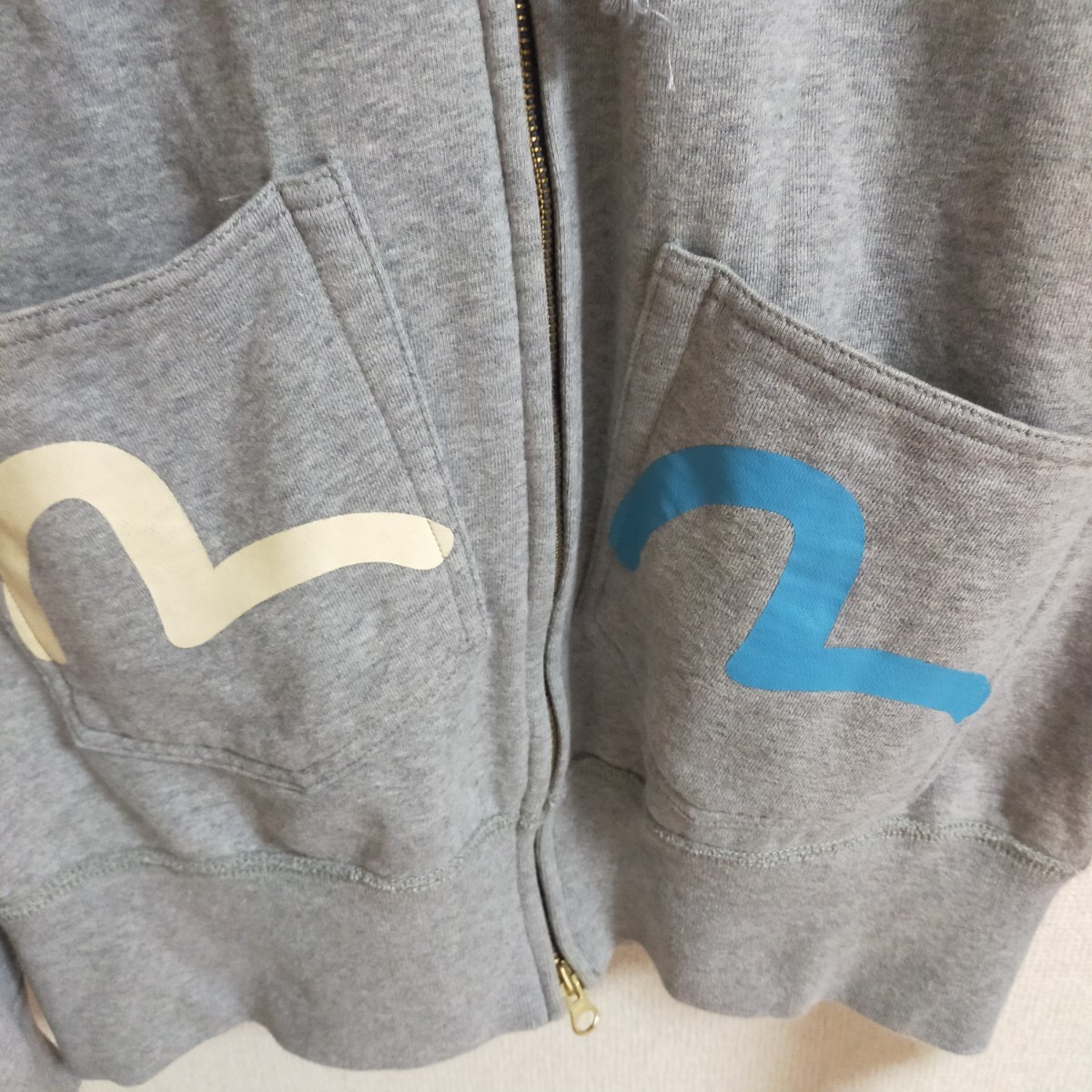 EVISU エヴィス 【希少モデル】 マルチポケット フルジップパーカー スウェットフーディ 40(L) グレー