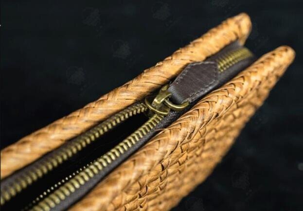 美品☆職人の手作り ぶどうのつるの財布 手編み山葡萄/六角編み