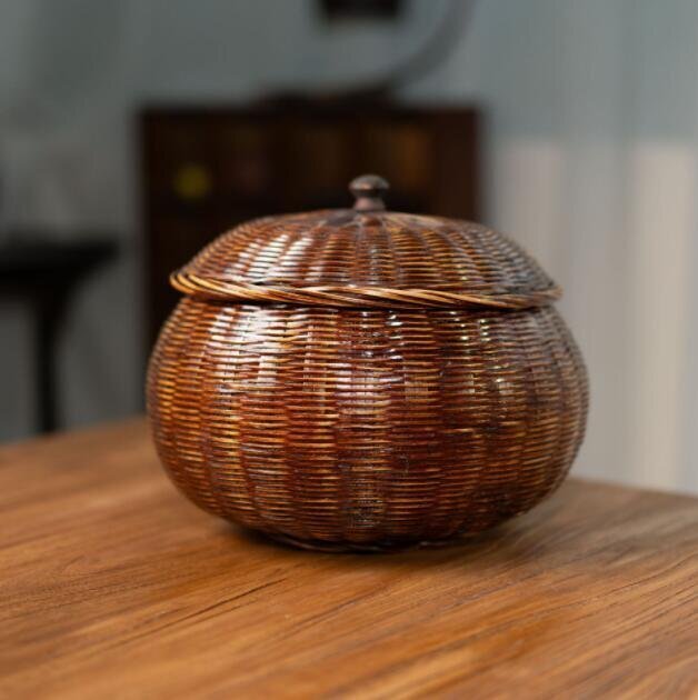 収納かご おしゃれ竹籠 編み 収納箱 小物入れ 茶道*お菓子入れ 竹工芸 木工・竹工芸