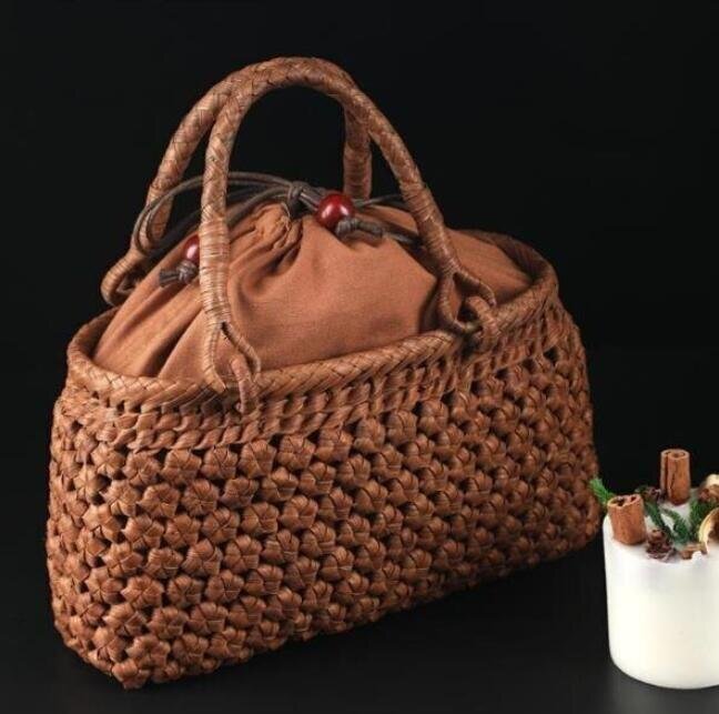 り良品 野山葡萄藤包かごバッグ 手編み山葡萄籠バッグ バスケット籐かご ハンドバック