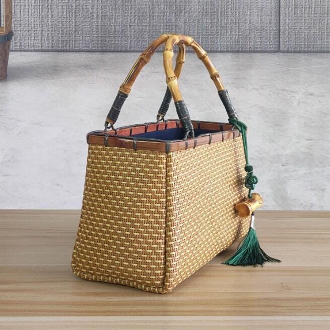 ★新入荷★*手作り 藤編 収納籃 収納ボックス 茶道具 手提げかご