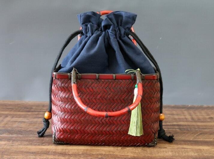 新品★*收納籃*收納*竹編細工籠*竹細工*竹工蕓*手作り*竹かごだけです*工蕓品