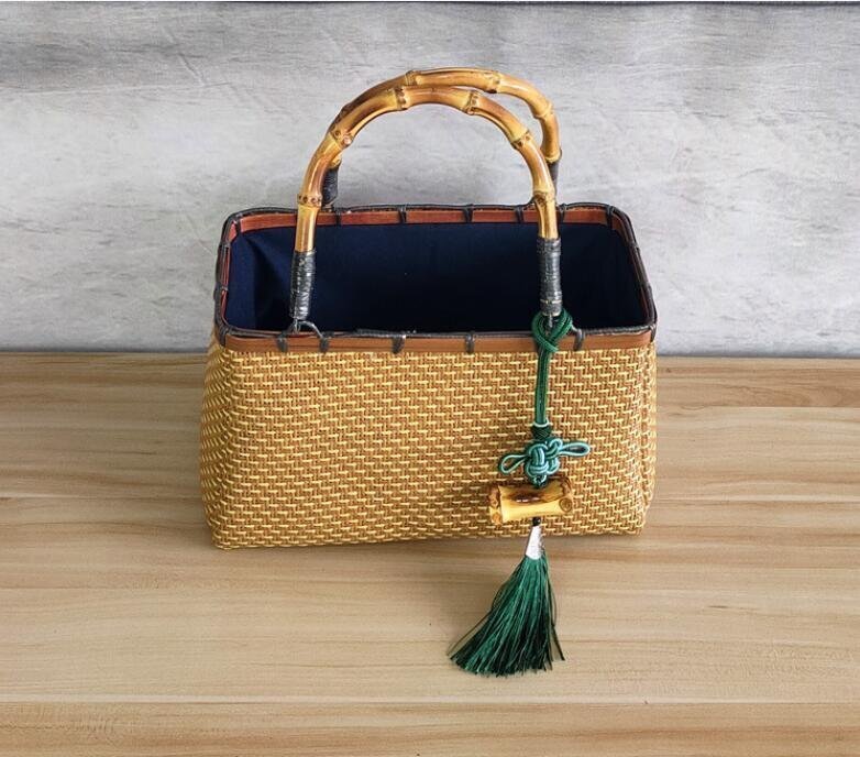 ★新入荷★*手作り 藤編 収納籃 収納ボックス 茶道具 手提げかご