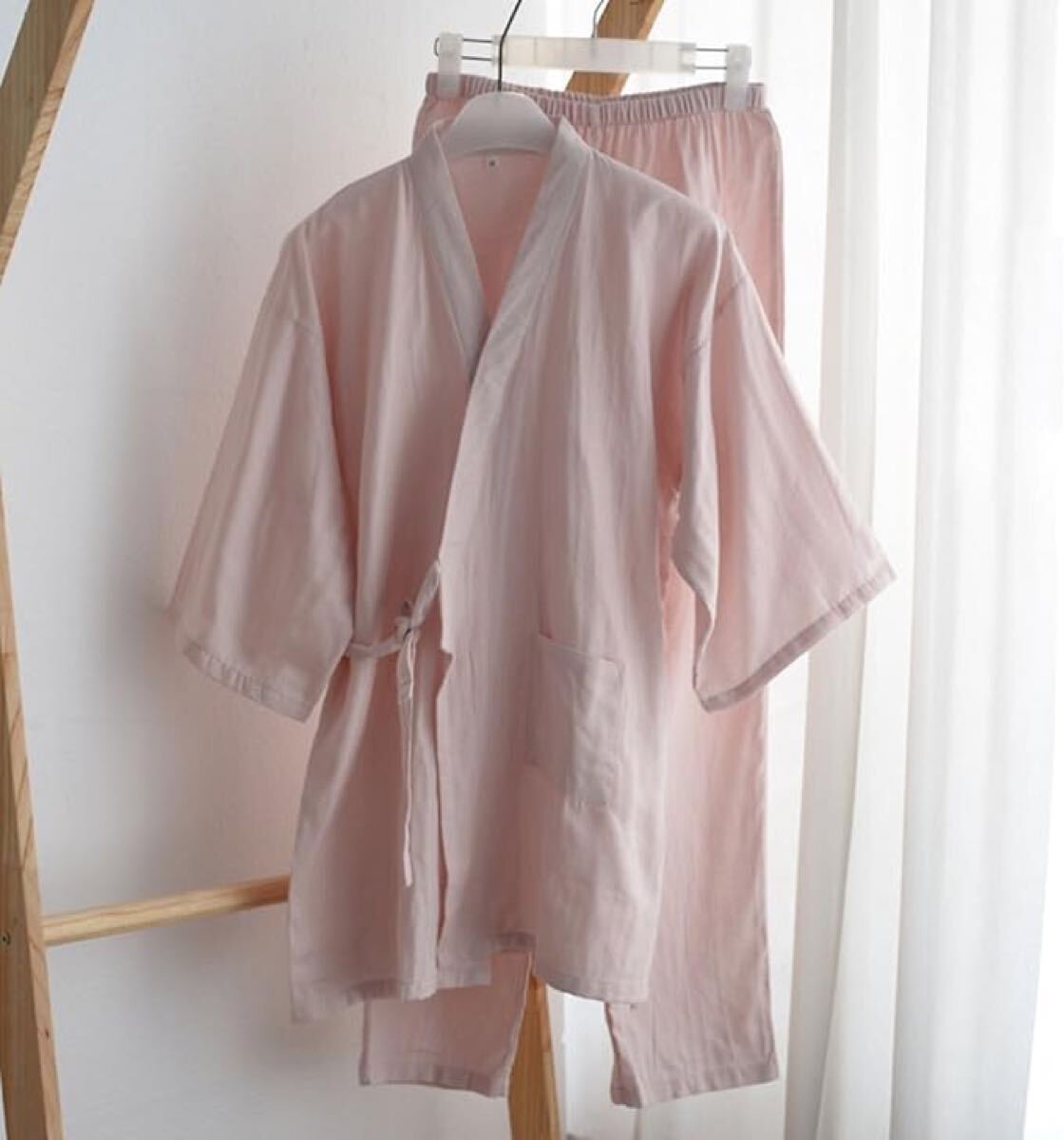 甚平 XL パジャマ レディース 上下セット 袖7分丈 女性 綿100% ガーゼ ゆったり ルームウェア 部屋着通気春夏快適入院入所介護大きいサイズ
