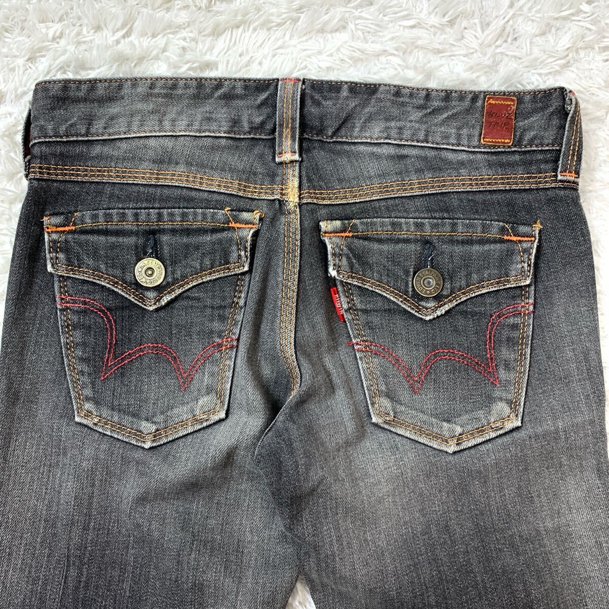 EDWIN エドウィン 5521 ブラックデニム ジーンズ 26×32 YA9654_画像6