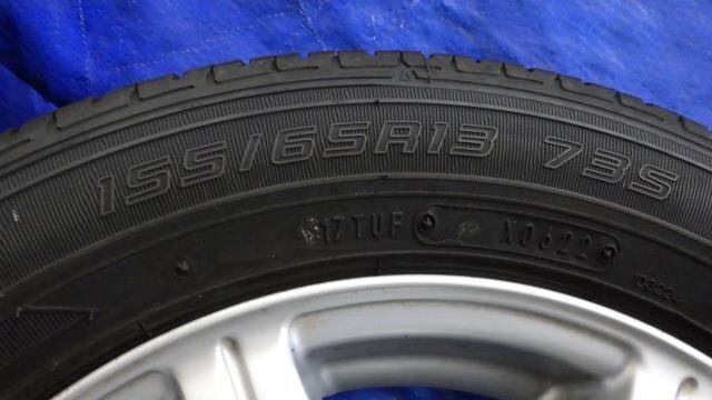 【宮城 塩釜発】中古 タイヤ?アルミホイールセット 4本 社外品 155/65R13 4J マルチPCD（100,110,114.3） オフセット+42 ※個人宛発送不可