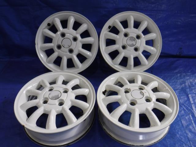 【宮城 塩釜発】中古 アルミホイールセット ラパン LA-HE21S 純正品 13×4J 4穴 4本 PCD100 オフセット+45 ※個(gè)人宅あて発送不可